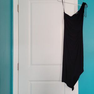 Wet Seal Ruched black asymmetrical dress Sz. Small